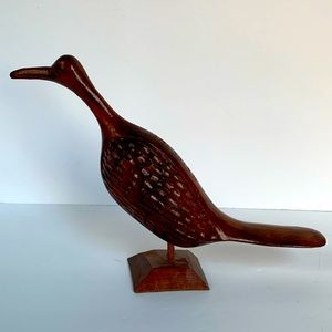 VTG Wood Hand Carved Bird Handcrafted Rustic Figurine Nature Signed Cabin Decor